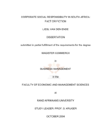 Corporate social responsibility in South Africa: fact or fiction.