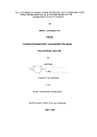The synthesis of short-chain saturated fatty acids and their role in the control of ethylene sensitivity in senescing petunia flowers