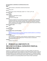 Personal identity in multicultural constitutional democracies