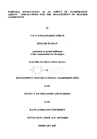Parental involvement as as aspect of co-operative ability : implications for the management of teacher competence.