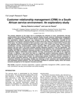 Customer relationship management (CRM) in a South African service environment : an exploratory study