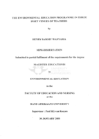 The environmental education programme in three INSET venues of teachers