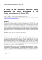 A Study on the leadership behaviour, safety leadership and safety performance in the construction industry in South Africa