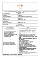 Policy:  Responsible student usage of alcohol and prevention of substance abuse