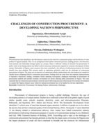 Challenges of construction procurement : a developing nation's perspective