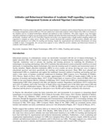 Attitudes and Behavioural Intention of Academic Staff regarding Learning Management Systems at selected Nigerian Universities