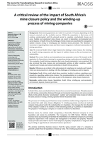 A critical review of the impact of South Africa’s mine closure policy and the winding-up process of mining companies