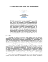 World, interrupted : online learning in the time of a pandemic