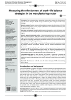 Measuring the effectiveness of work–life balance strategies in the manufacturing sector