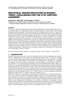 Industrial design education in Nigeria today : challenges for the 21st Century learners