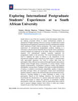 Exploring international postgraduate students’ experiences at a South African University