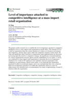 Level of importance attached to competitive intelligence at a mass import retail organization