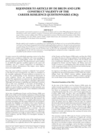 Rejoinder to article by De Bruin and Lew: construct validity of the Career Resilience Questionnaire (CRQ).