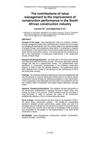 The contributions of value management to the improvement of construction performance in the South African construction industry