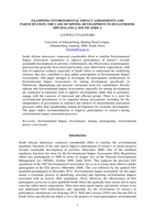 Examining environmental impact assessments and participation: the case of mining development in Dullstroom, Mpumalanga, South Africa