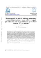 Measurement of jet activity produced in top-quark events with an electron, a muon and two b-tagged jets in the final state in pp collisions at √s = 13 TeV with the ATLAS detector