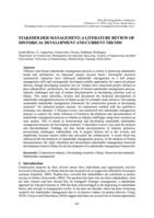 Stakeholder management : a literature review of historical development and current trends