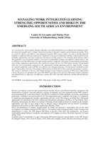 Managing work integrated learning strengths, opportunities and risks in the emerging South African environment