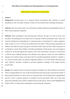 The effect of lumbosacral manipulation on growing pains