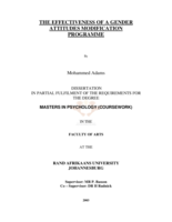 The effectiveness of a gender attitudes modification programme