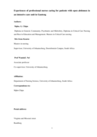 Experiences of professional nurses caring for patients with open abdomen in an intensive care unit in Gauteng