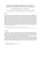 Techniques to investigate the application of cold spray in fabrication of nanoplasmonic films : parameter identification