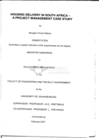 Housing delivery in South Africa - a project management case study