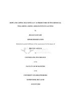 Hope and coping self-efficacy as predictors of psychological well-being among adolescents in Gauteng