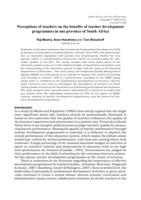 Perceptions of teachers on the benefits of teacher development programmes in one province of South Africa