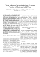 Waste to energy technologies from organics fraction of municipal solid waste