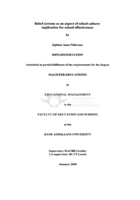 Belief systems as an aspect of school culture : implication for school effectiveness