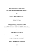 The psycho-social impact of divorce on the primary school child