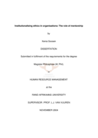 Institutionalising ethics in organisations.