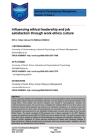 Influencing ethical leadership and job satisfaction through work ethics culture