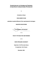 Telepsychology in counsellor training : a case study in educational psychology