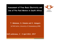 Assessment of free basic electricity and use of pre-paid meters in South Africa