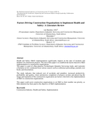 Factors driving construction organisations to implement health and safety : a literature review