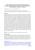 Challenges involved in the implementation of building control regulations : a case of Kpeshie sub metro district assembly in Ghana