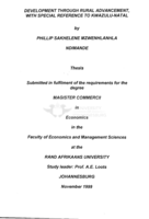Development through rural advancement, with special reference to Kwazulu-Natal