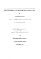 A conversion of a teacher college into a community college : implications of policy documents for Lere-la-Tshepe College