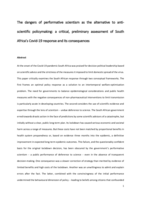 The dangers of performative scientism as the alternative to anti-scientific policymaking : a critical, preliminary assessment of South Africa’s Covid-19 response and its consequences