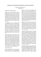 The role of suppliers in promoting sustainable mining