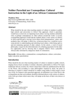 Neither parochial nor cosmopolitan : cultural instruction in the light of an African Communal Ethic