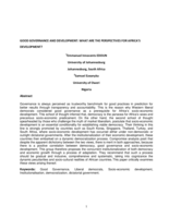 Good governance and development : what are the perspectives for Africa’s development?