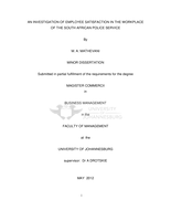 An investigation of employee satisfaction in the workplace of the South African Police Service