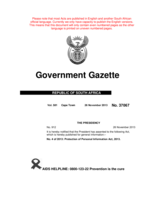 Protection of Personal Information Act  4 of 2013, Government Gazette 37067, 26 November 2013