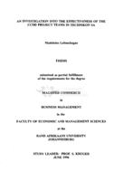 An investigation into the effectiveness of the CCDD project teams in Technikon SA