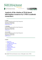 Analysis of the citation of Web-based information resources by UNISA academic researchers.