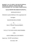 Respect as an aspect of invitational feedback : implications for the management of teacher competence
