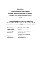 African Renaissance in health education : developing an integrative programme of Unani-Tibb training for health care professionals in Southern Africa